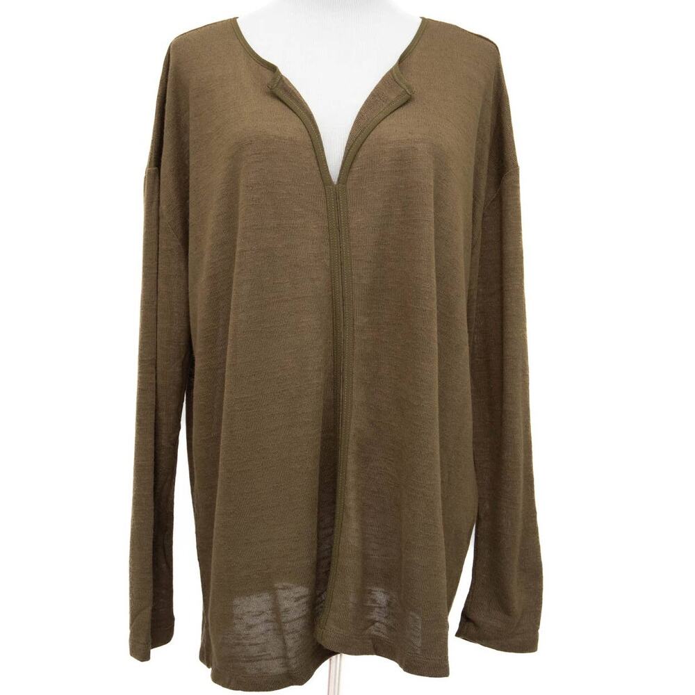 New Sanctuary Olive Green Elina Long Sleeve Split-Neck Tee Size 1X